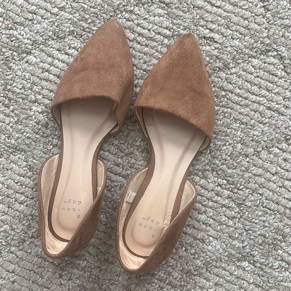 Brown suede ballet flats